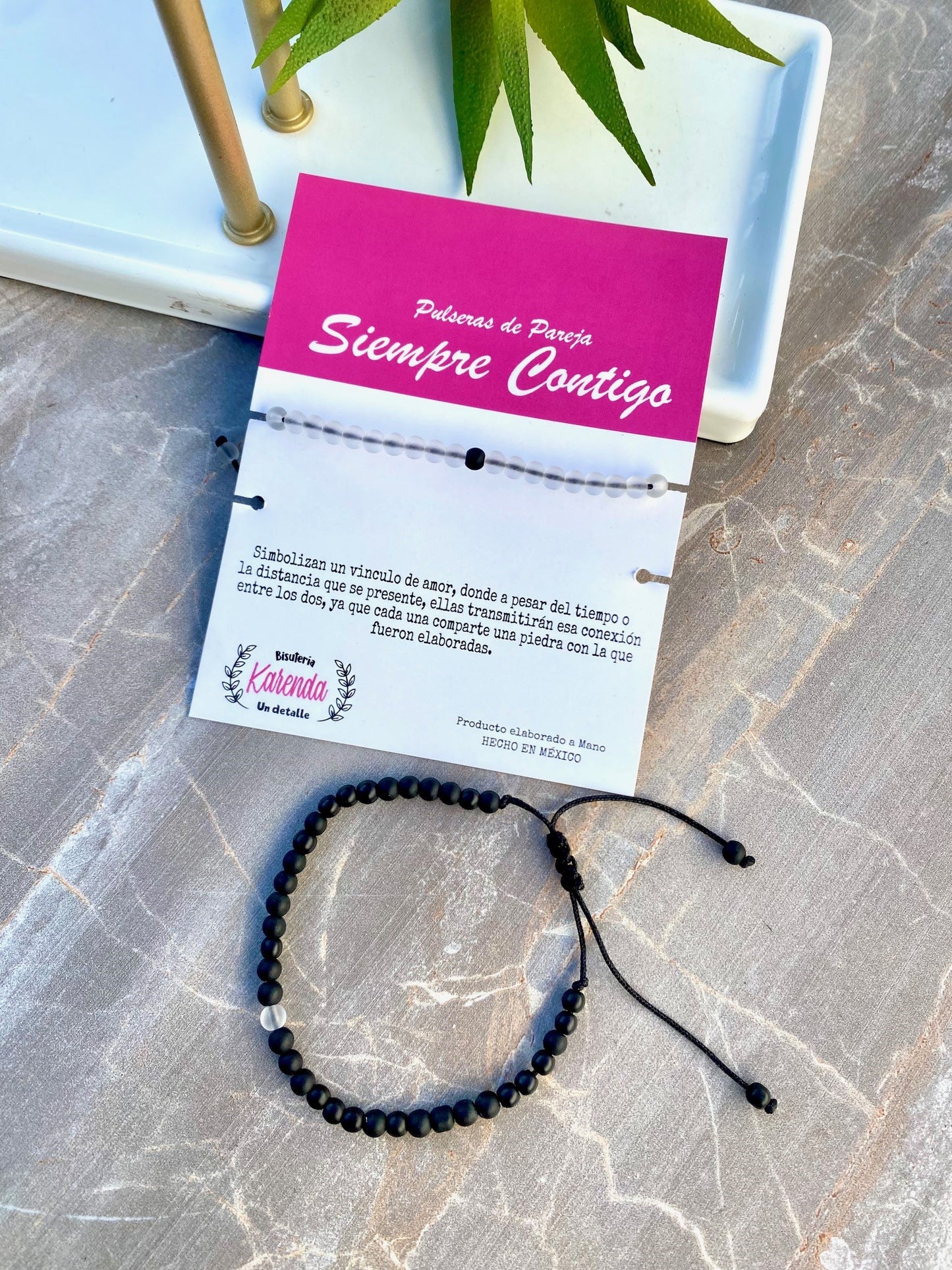KD090125- Pulseras de Pareja Siempre Contigo de Cuentas Mini