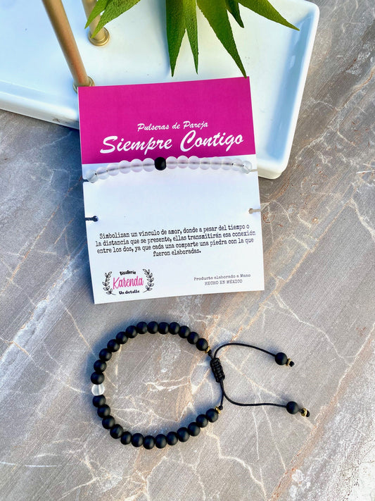 KD090080- Pulsera de Pareja Siempre Contigo cuentas de 6mm