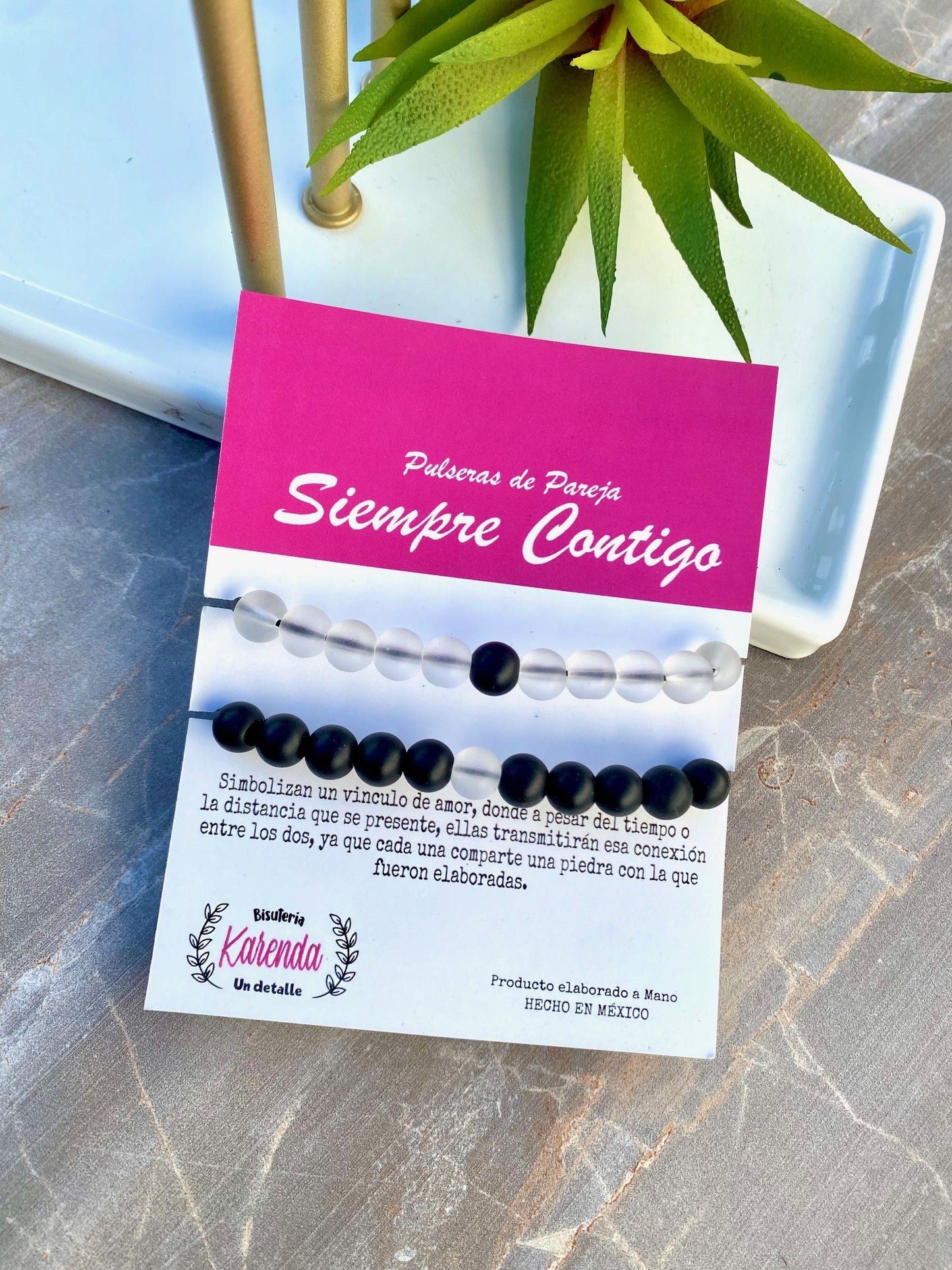 KD090225- Pulseras de Pareja Siempre Contigo cuentas de 8mm