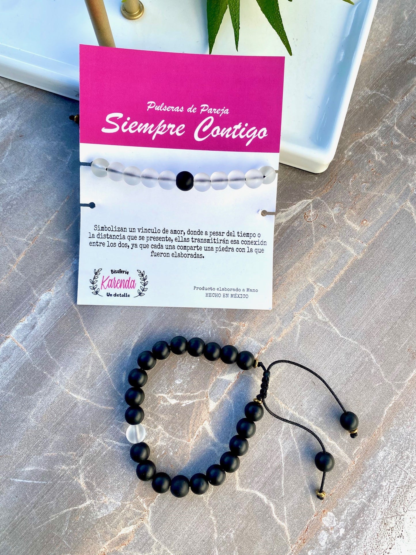 KD090225- Pulseras de Pareja Siempre Contigo cuentas de 8mm