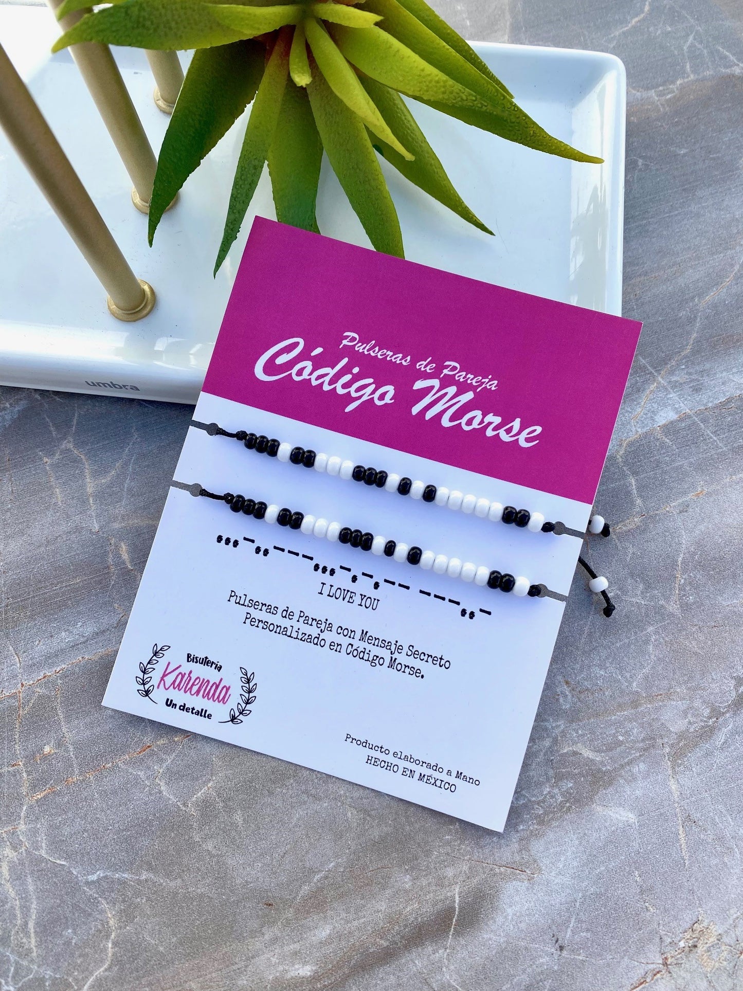 KD090506- Pulsera de Pareja Código Morse I LOVE YOU