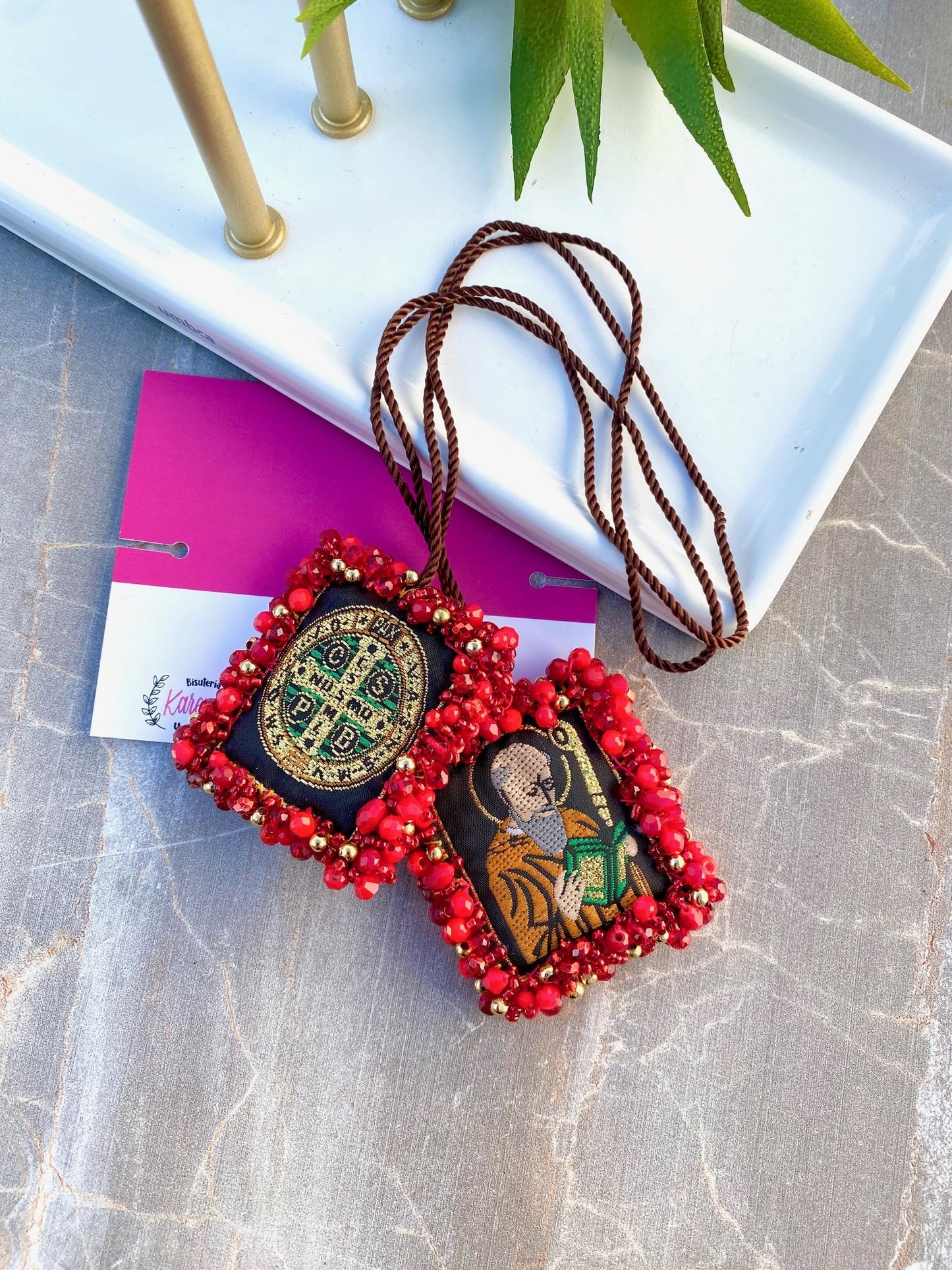 KD230031CR- Escapulario Extra Grande para Carro Personalizado con Fotografía & San Benito