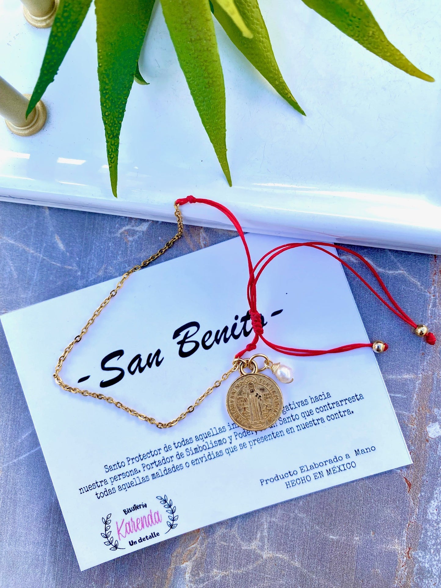 KD090686- Pulsera de Cadena con Medalla de San Benito
