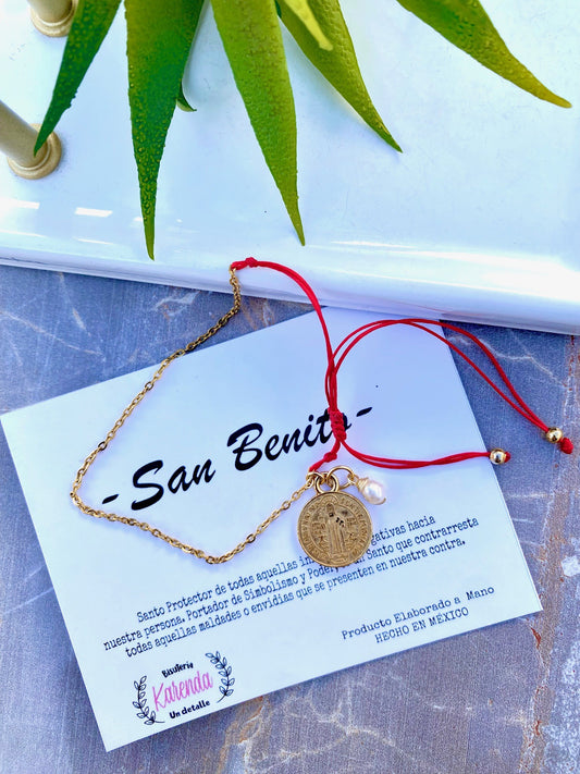 KD090686- Pulsera de Cadena con Medalla de San Benito