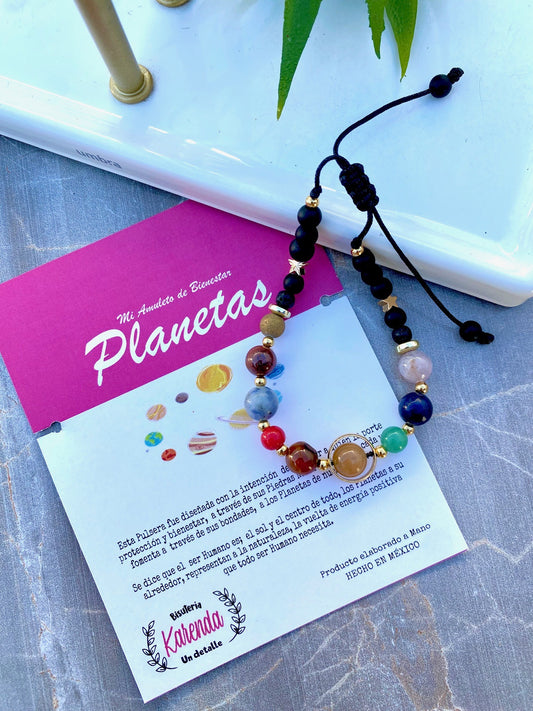 KD090514- Pulsera Planetas con Piedras Naturales