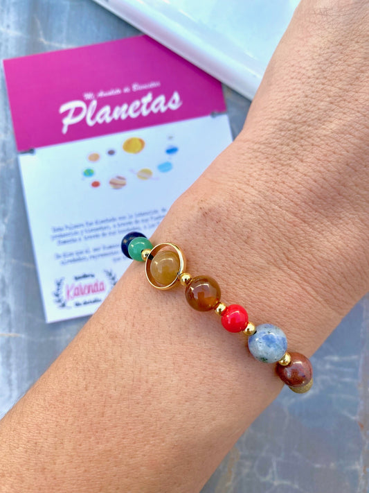 KD090514- Pulsera Planetas con Piedras Naturales