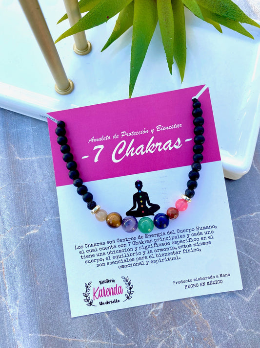 KD090129- Pulsera 7 Chakras con Piedra Natural de Bolita