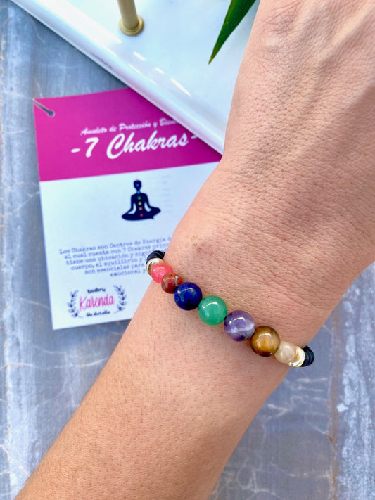 KD090129- Pulsera 7 Chakras con Piedra Natural de Bolita