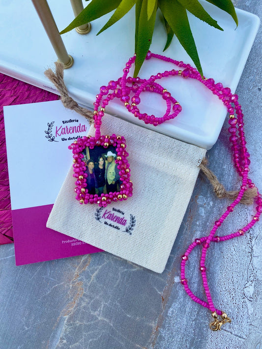 KD050161D- Collar de Cristal Personalizado con Fotografía y Santo