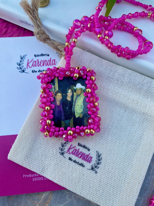 KD050161D- Collar de Cristal Personalizado con Fotografía y Santo