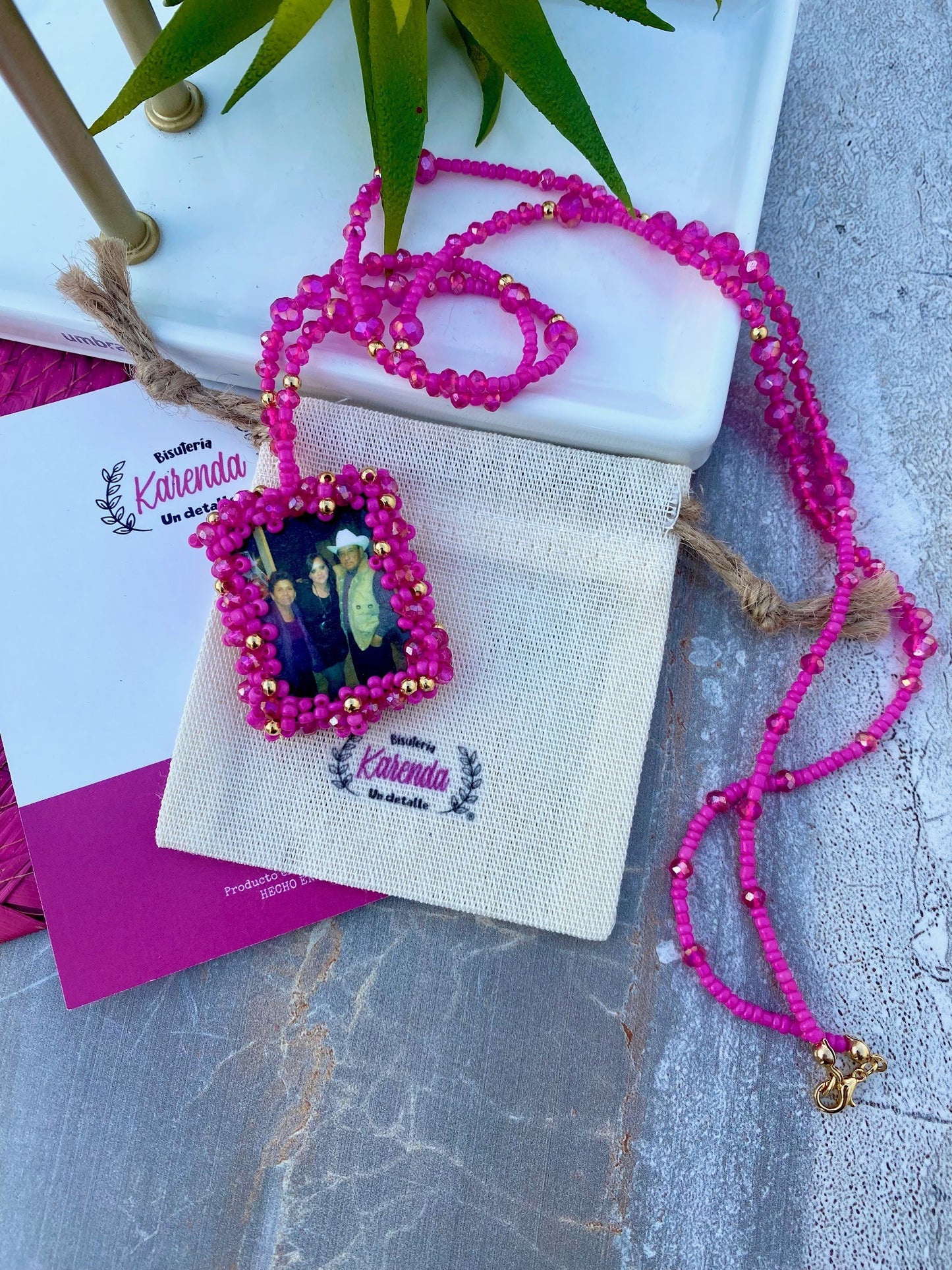 KD050161D- Collar de Cristal Personalizado con Fotografía y Santo